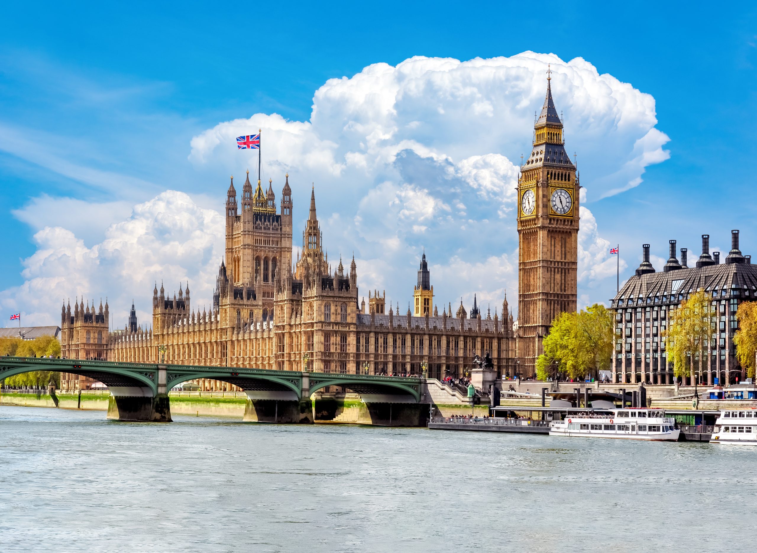 London, a cheap Europe destination, on a sunny day.