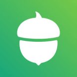 Acorns app logo showing green background and white acorn outline.