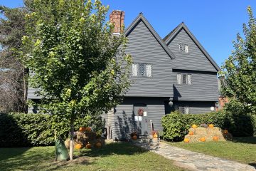 Outside the Witch House at Salem museum during a trip to Salem in October.