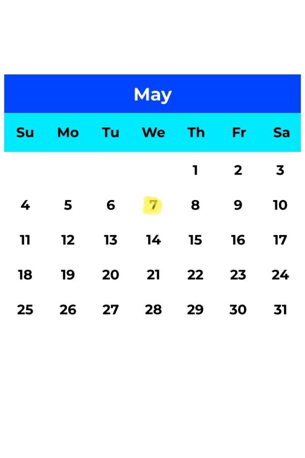 Calendar highlighting May 7th