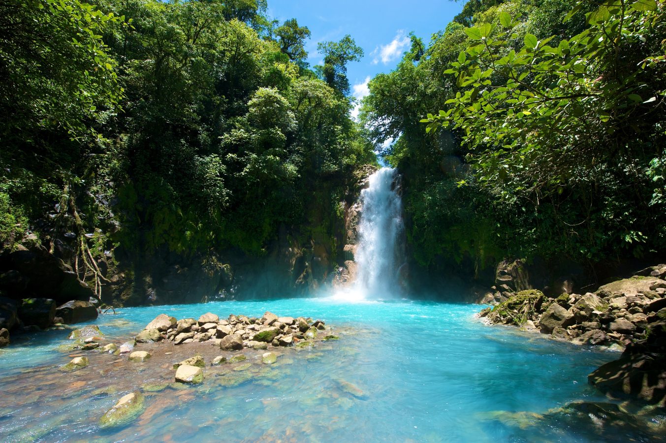 Tenorio Waterfall in Costa Rica, one of the best destinations for spring break 2025.