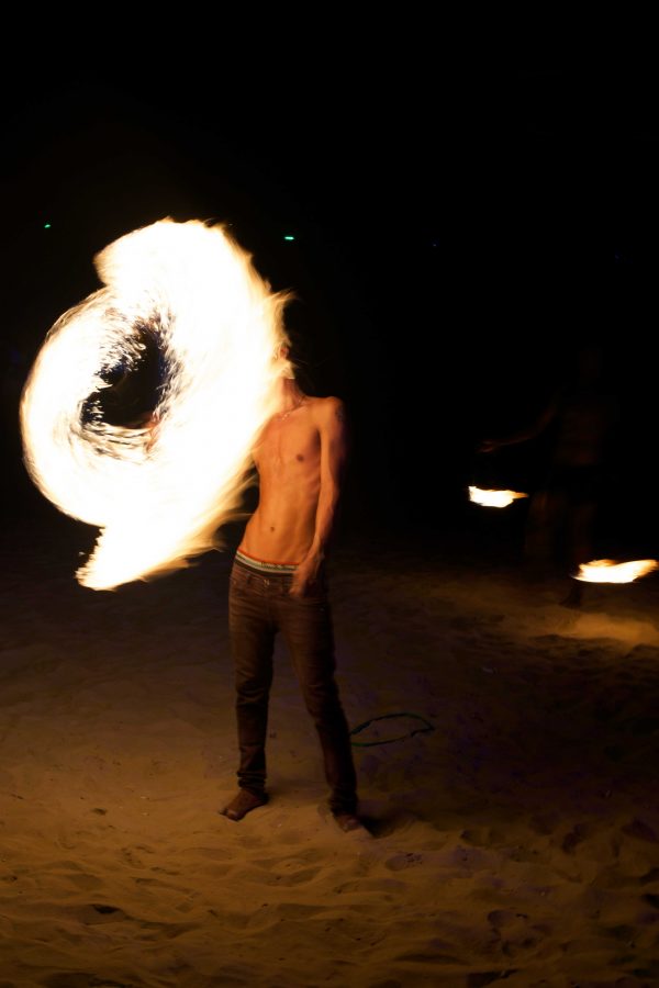 Fire show on a beach in Thailand