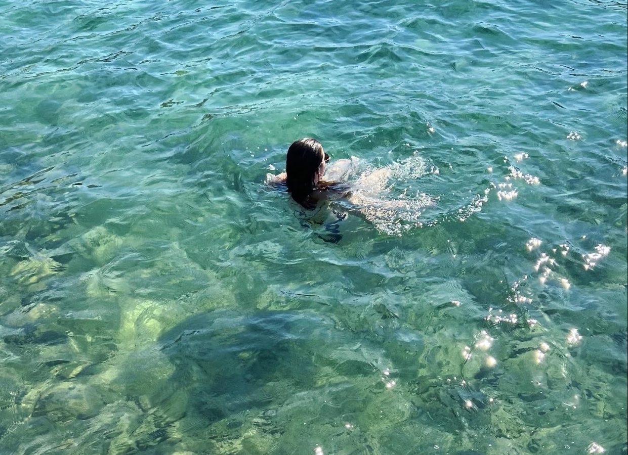 Girl swimming Aegean Sea, Bodrum, Turkey