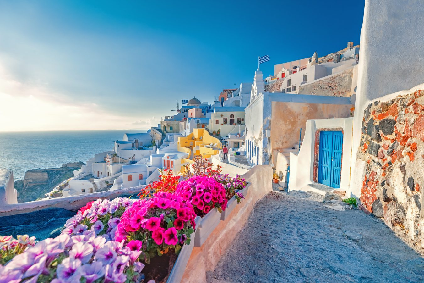 Streets of Santorini Island in Greece.