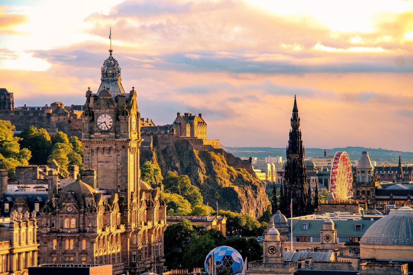 Edinburgh skyline, Scotland fall season.