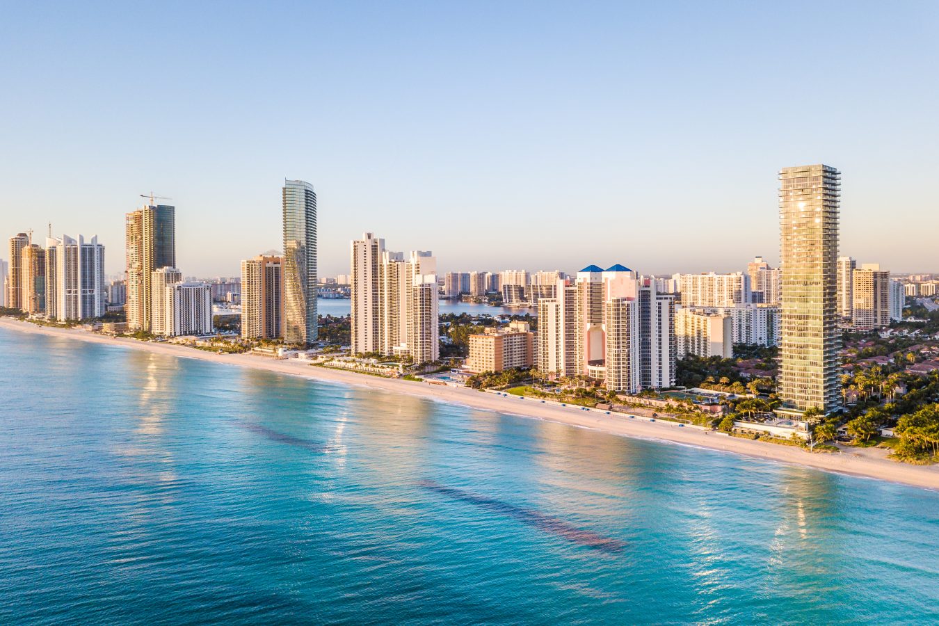 Waterfront and skyline in Miami beach, Florida