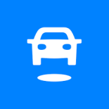 Spothero app logo showing blue background with white car shape.