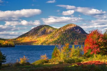 Bubble Mountains in Acadia National Park in Fall.