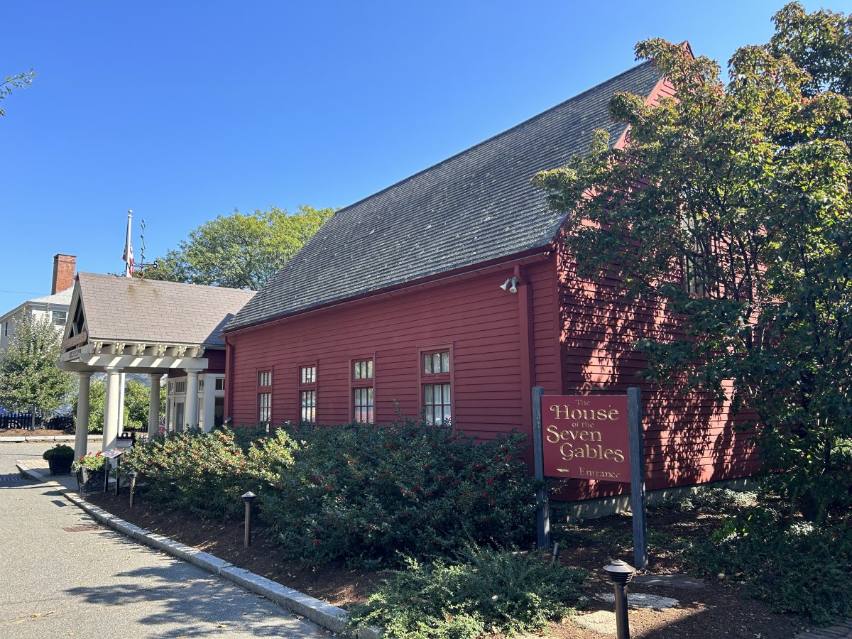 Outside the front of The House of the Seven Gables in Salem, MA.