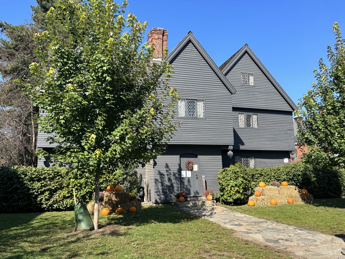 Outside the Witch House at Salem museum during a trip to Salem in October.