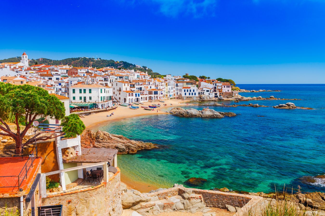 Ocean and beach in Calella de Palafrugell, Catalonia, Spain near of Barcelona. Barcelona is a perfect spring break destinations.