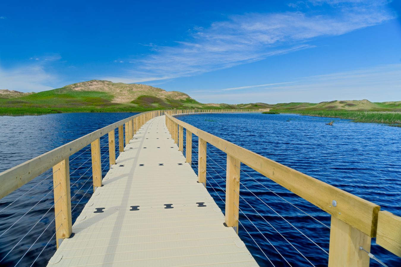 Floating boardwalk through the Prince Edward Island National Park at Greenwich, PEI, Canada.