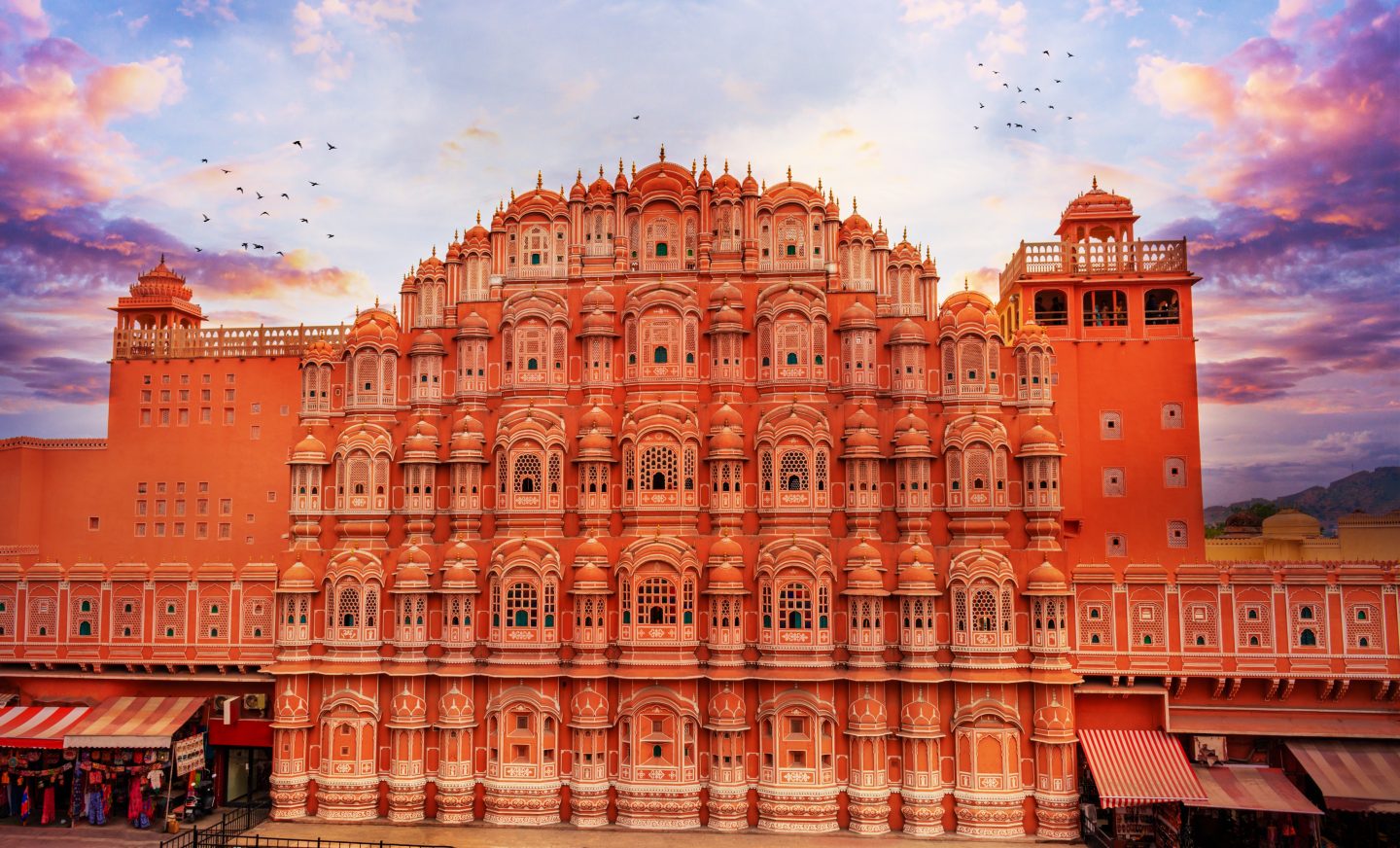 Hawa Mahal in Jaipur India at sunset.