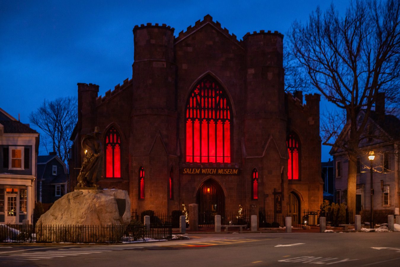 The famous Salem Witch Museum is located in a gothic styled, New England church type building and is popular with the public and tourists.