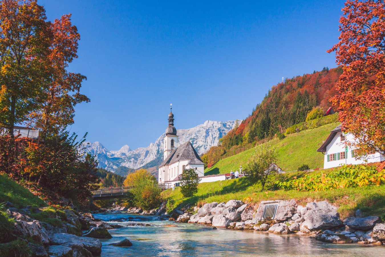 Bavarian region of Germany with autumnal foliage on the trees. One of the best places to visit in autumn in Europe.