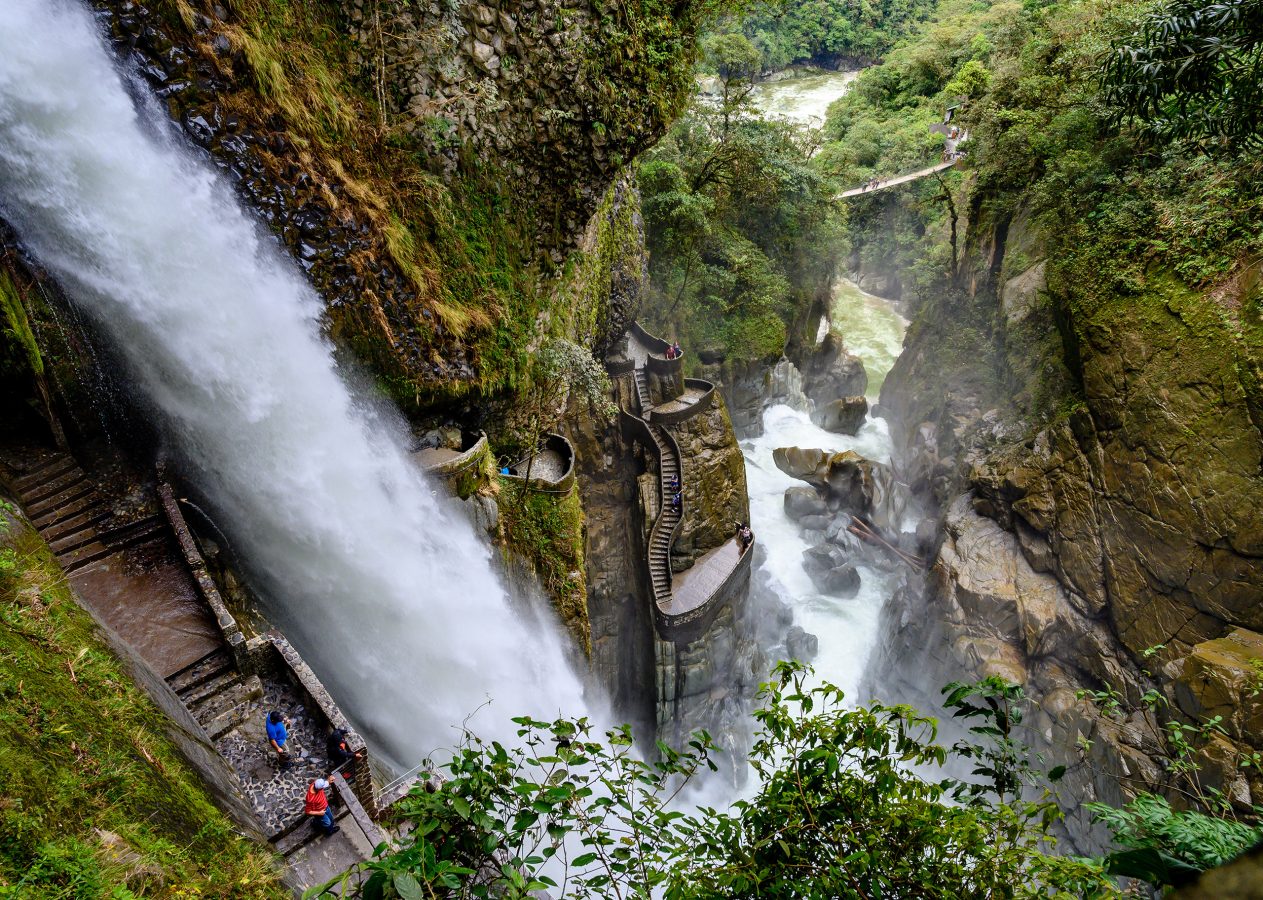 Del Diablo waterfall in Banos, Ecuador.